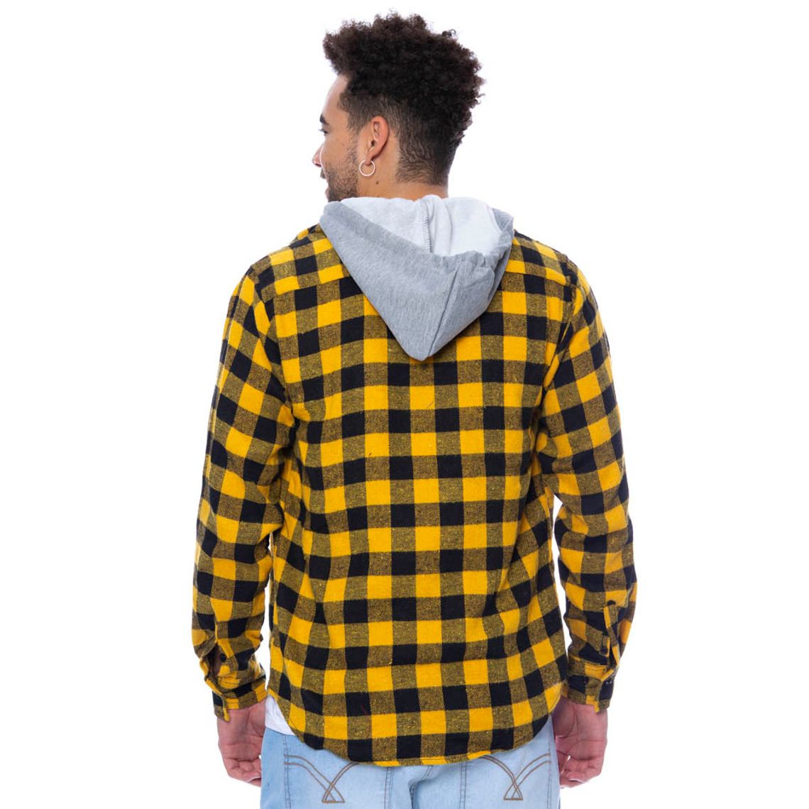 camisa xadrez flanela amarela