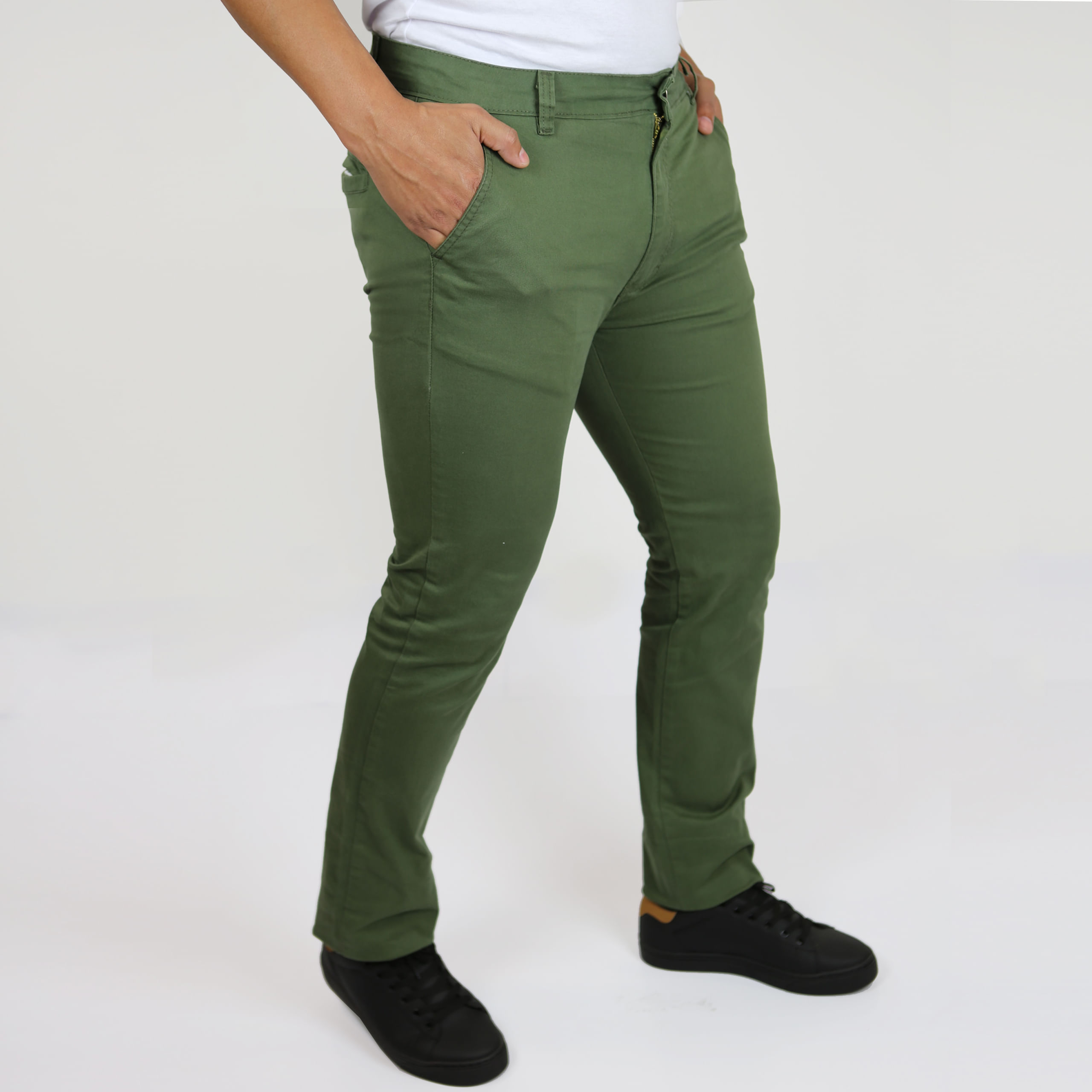 calça de sarja masculina com pregas