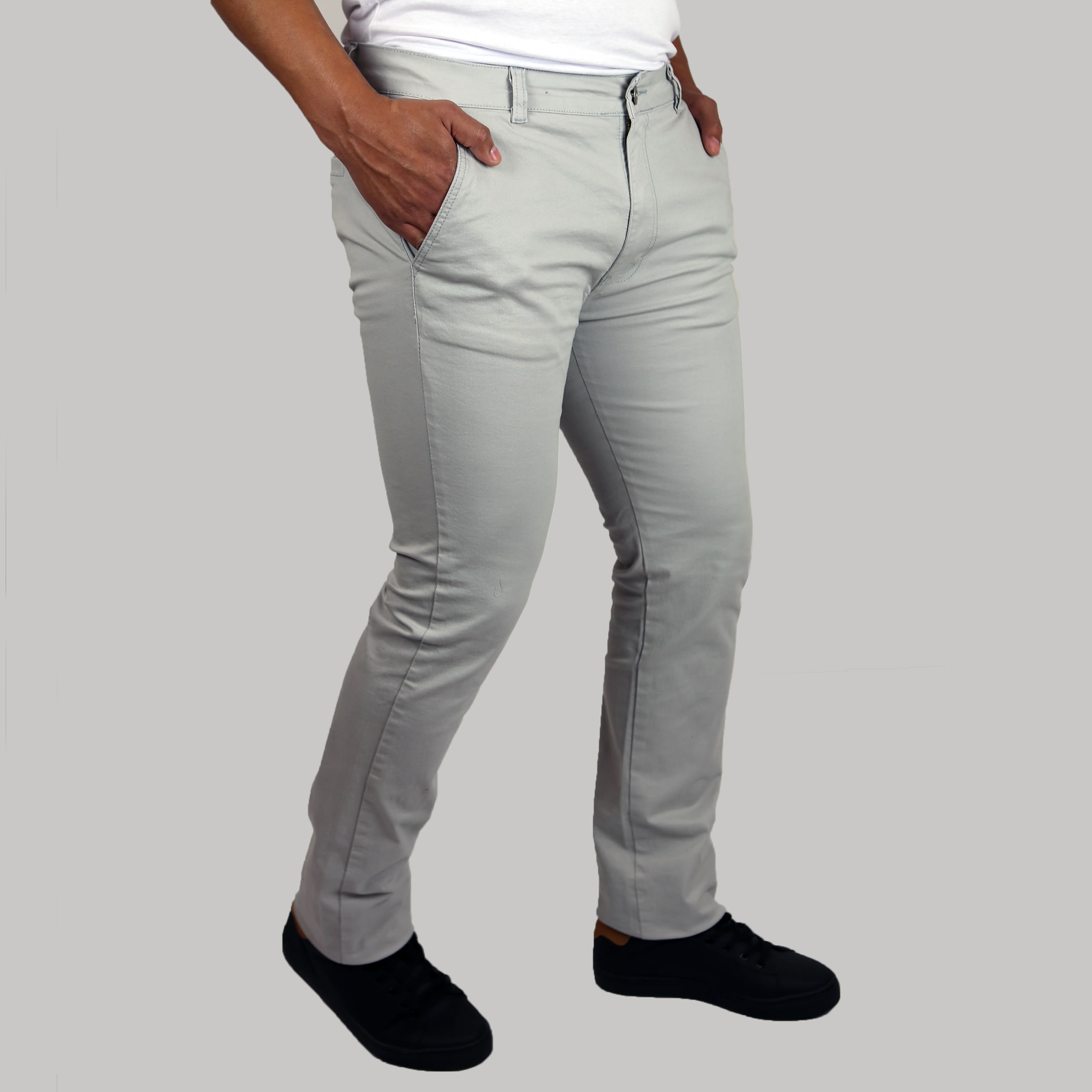 calça de sarja masculina com pregas