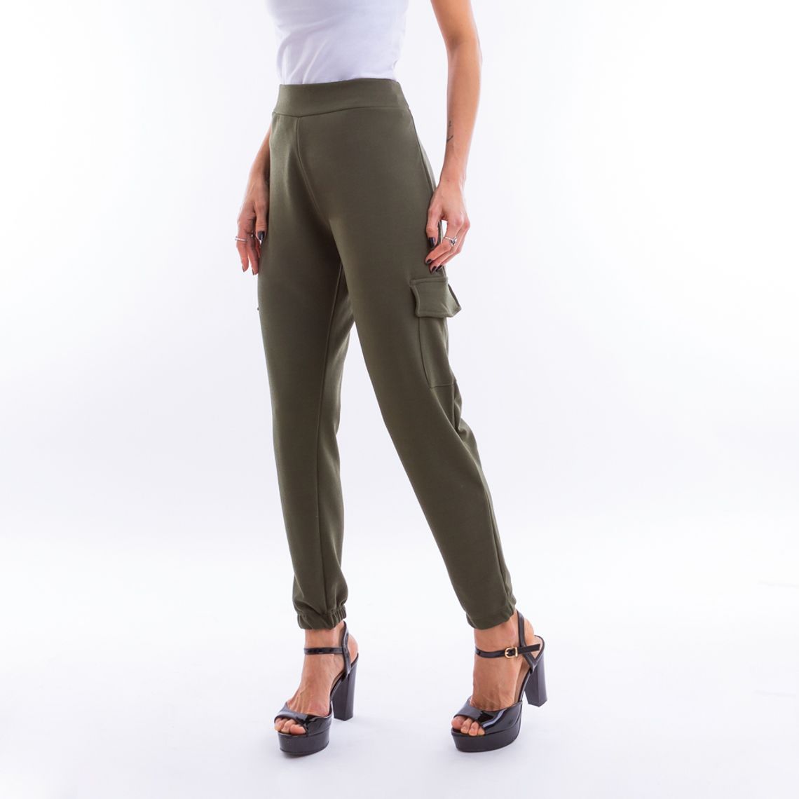 calça jogger feminina crepe