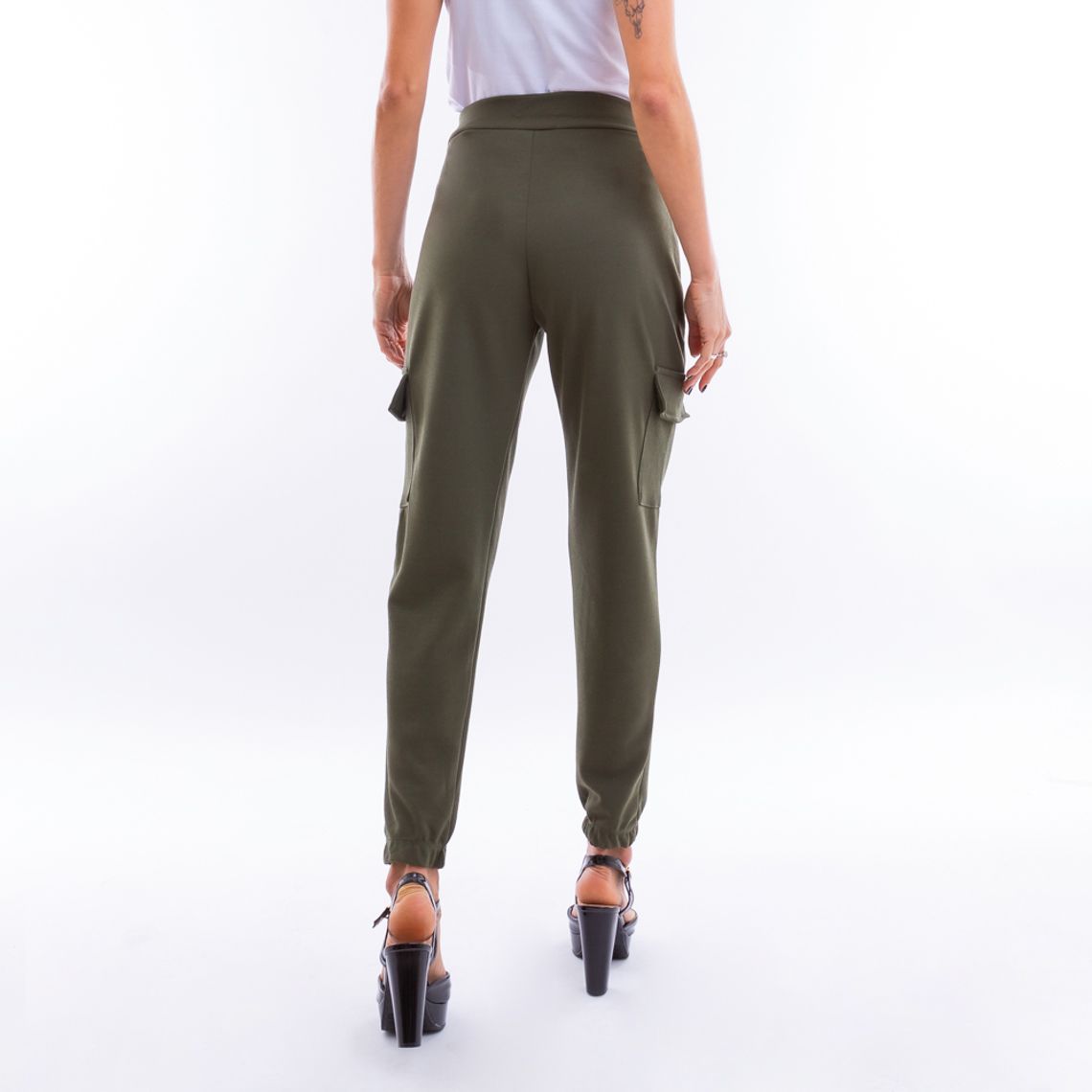 calça jogger feminina crepe