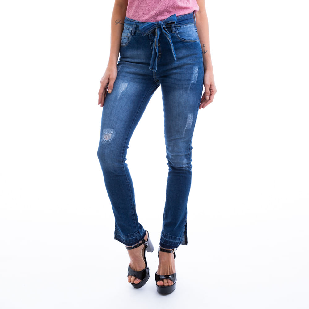 calça laço jeans feminina
