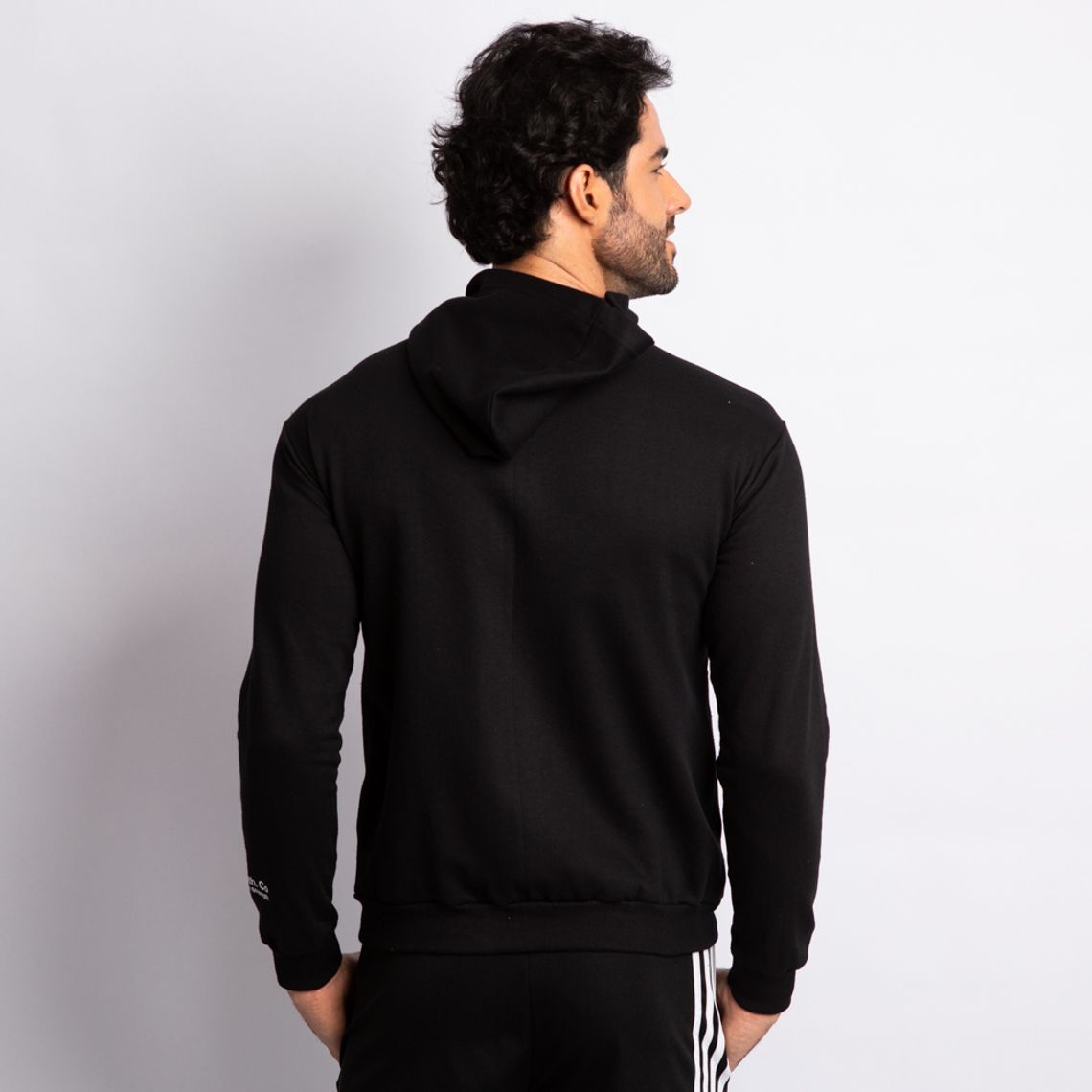 black polo fleece moletom com capuz