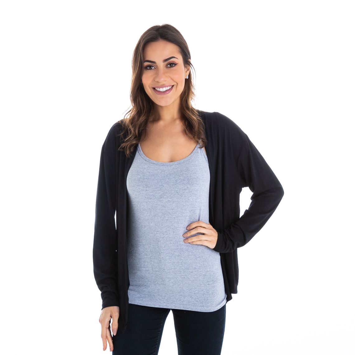 blusa de malha preta manga longa