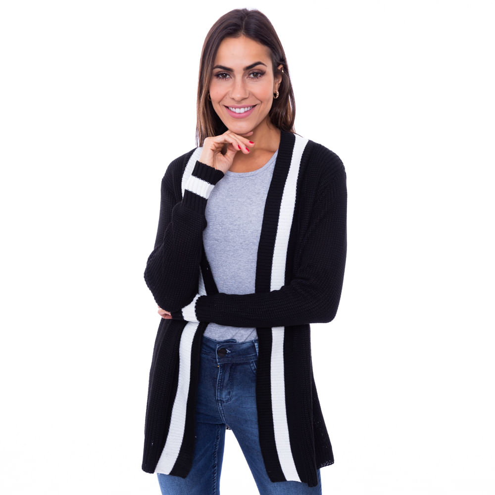 cardigan tricot feminino preto