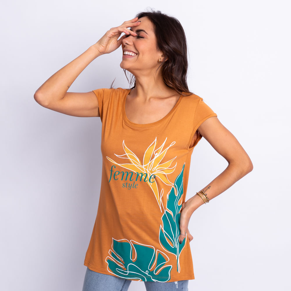 blusa feminina folhagem