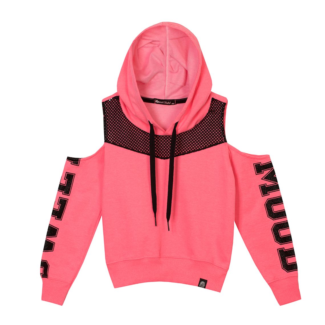 black moletom com capuz with pink writing